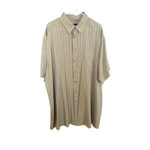 NWT Mens Perry Ellis Beige Rayon Blend Button Front Short Sleeve Shirt Size XXL